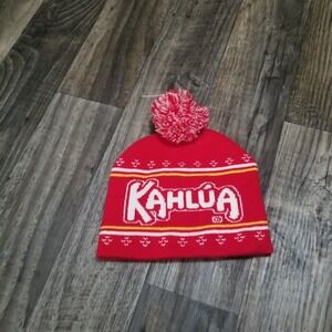 Kahlua Beanie Winter Knit Red & White Hat Adult One Size Promo